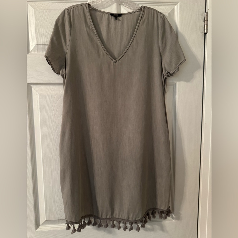 Gray V-Neck Women's Dress